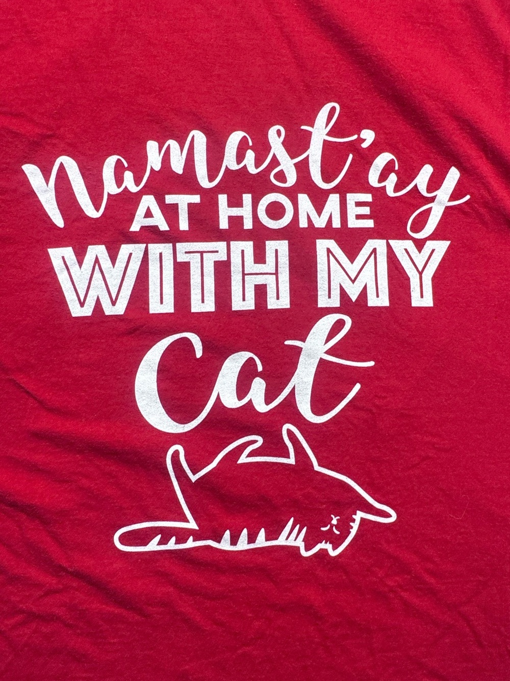 Port & Company Namast’ay at Home With My Cat Graphic Tee 3XL Red - Picture 4 of 9